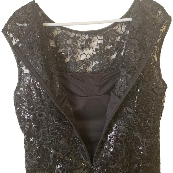 Adrianna Papell | Size 16 | Women's Black Sequin Sleeveless Little Black Dress - Picture 3 of 6